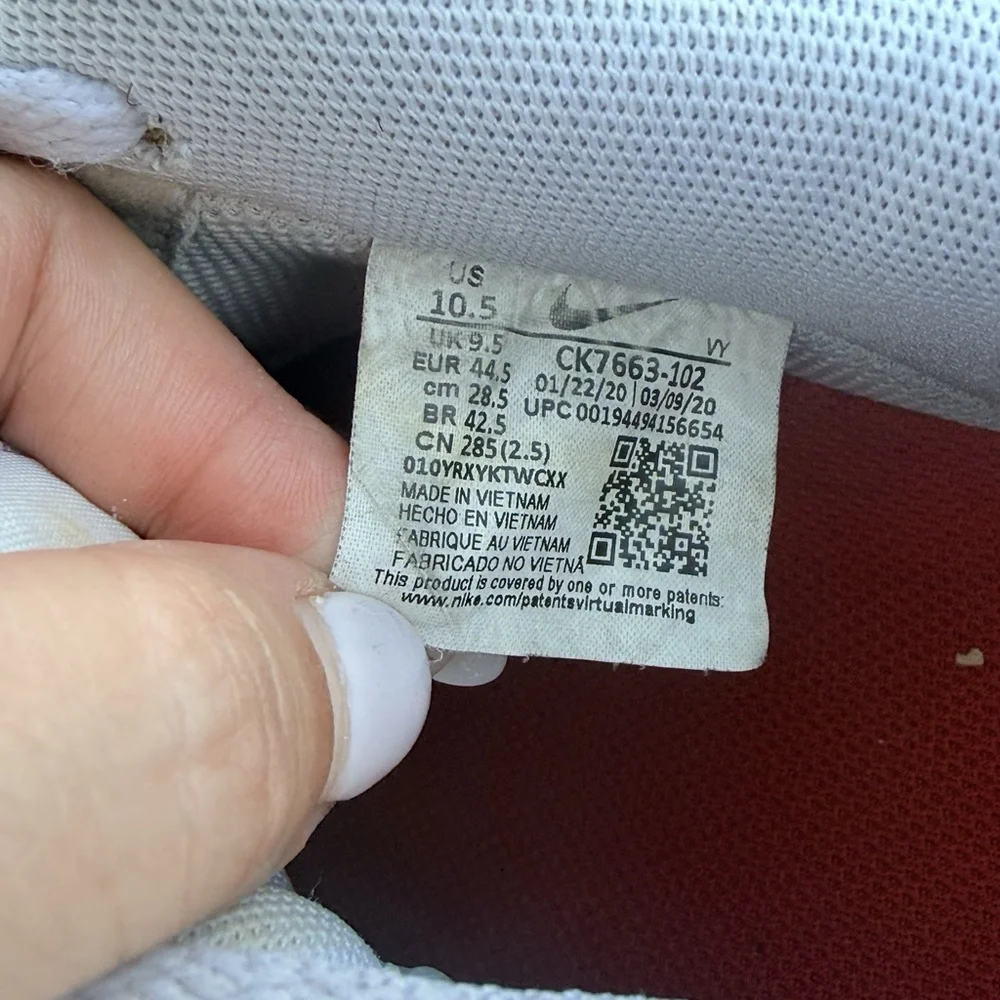 Nike Air Force 1 Retro Low White University Red Midsole CK7663-102 Mens SZ 10.5